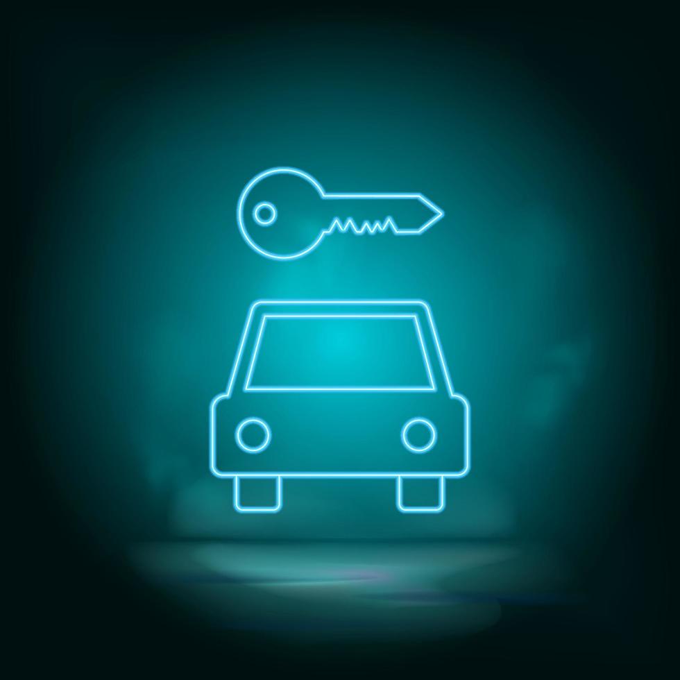 Car, key blue neon vector icon. Simple element illustration from map and navigation concept. Car, key blue neon vector icon. Real estate concept vector illustration. on white background