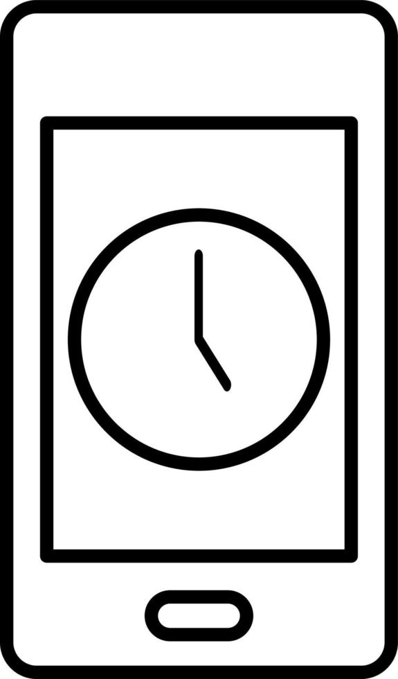 Line vector icon phone, clock, time. Outline vector icon on white background