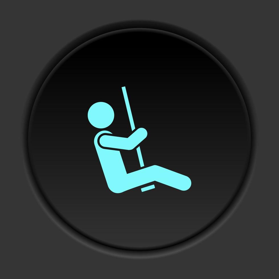 Round button icon Swings man. Button banner round badge interface for application illustration on dark background vector