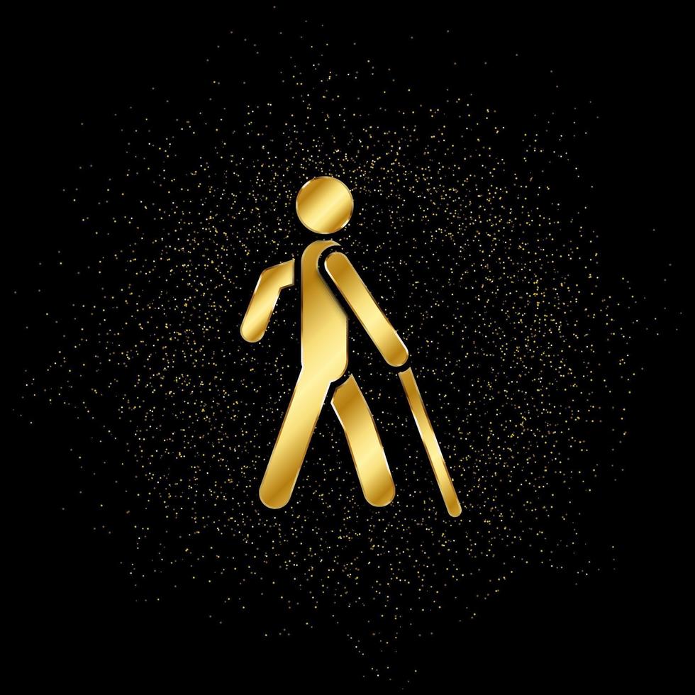 Blind man silhouette gold, icon. Vector illustration of golden particle on gold vector background