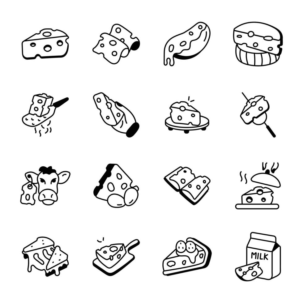 A Collection of Bakery Products Doodle Icons vector