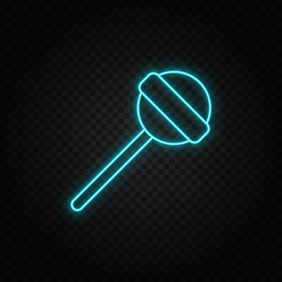 candy, lollipop neon icon. Blue and yellow neon vector icon. Transparent background