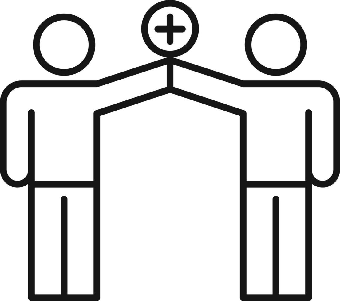 add, two man, connect, team, icon. Marketing vector icon. Thin line icon for website design and infographic on white background