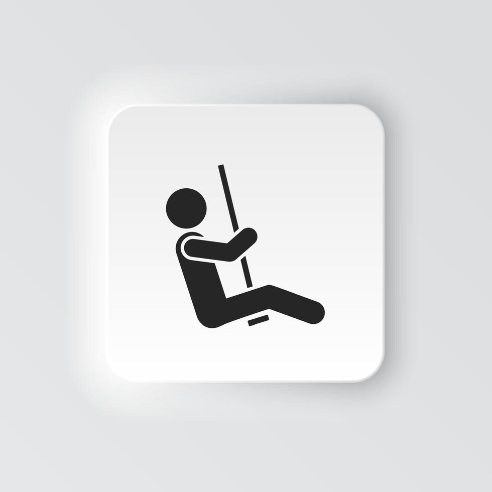 Rectangle button icon Swings man. Button banner Rectangle badge interface for application illustration on neomorphic style on white background vector