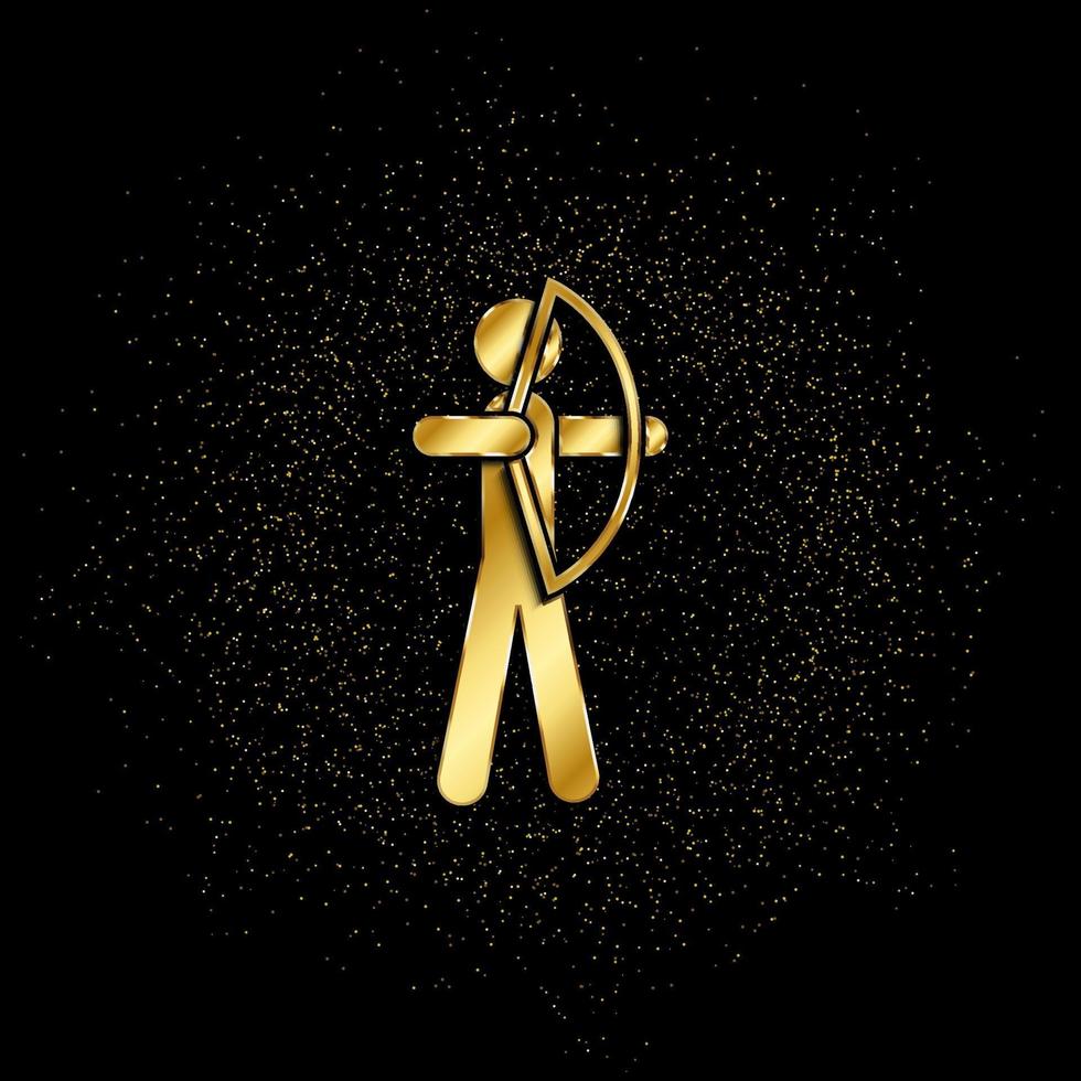 Archer gold, icon. Vector illustration of golden particle on gold vector background
