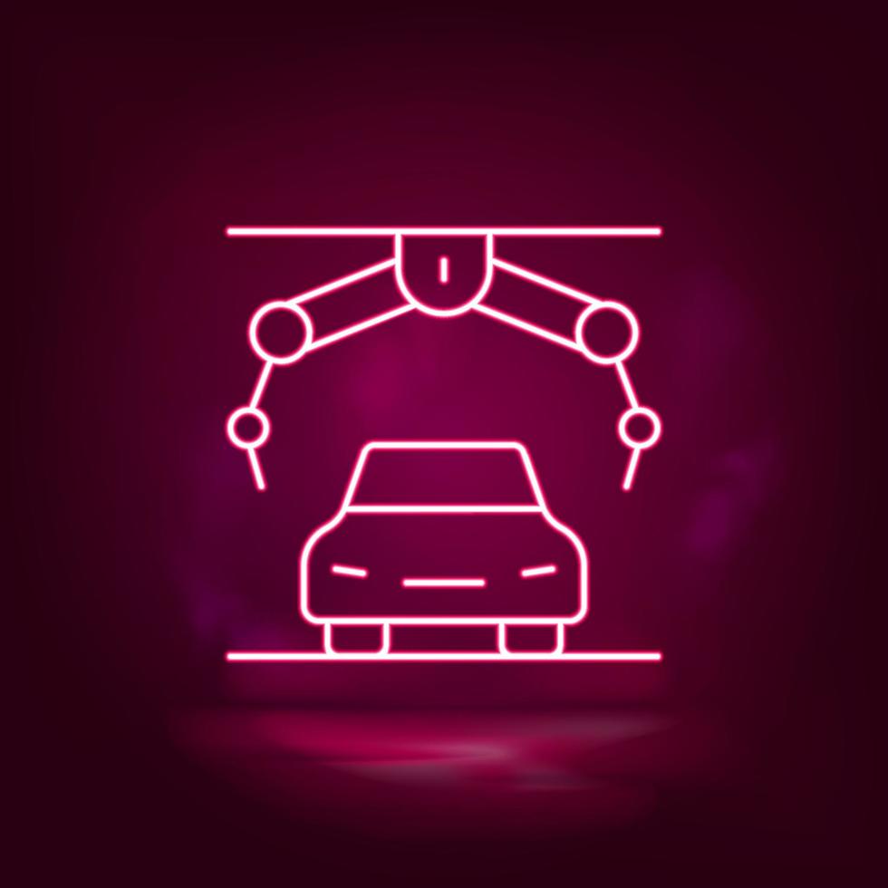 Assembly robot, automobile robot vector neon icon. Illustration isolated vector sign symbol - Manufacture Robotics icon vector neon - Vector.