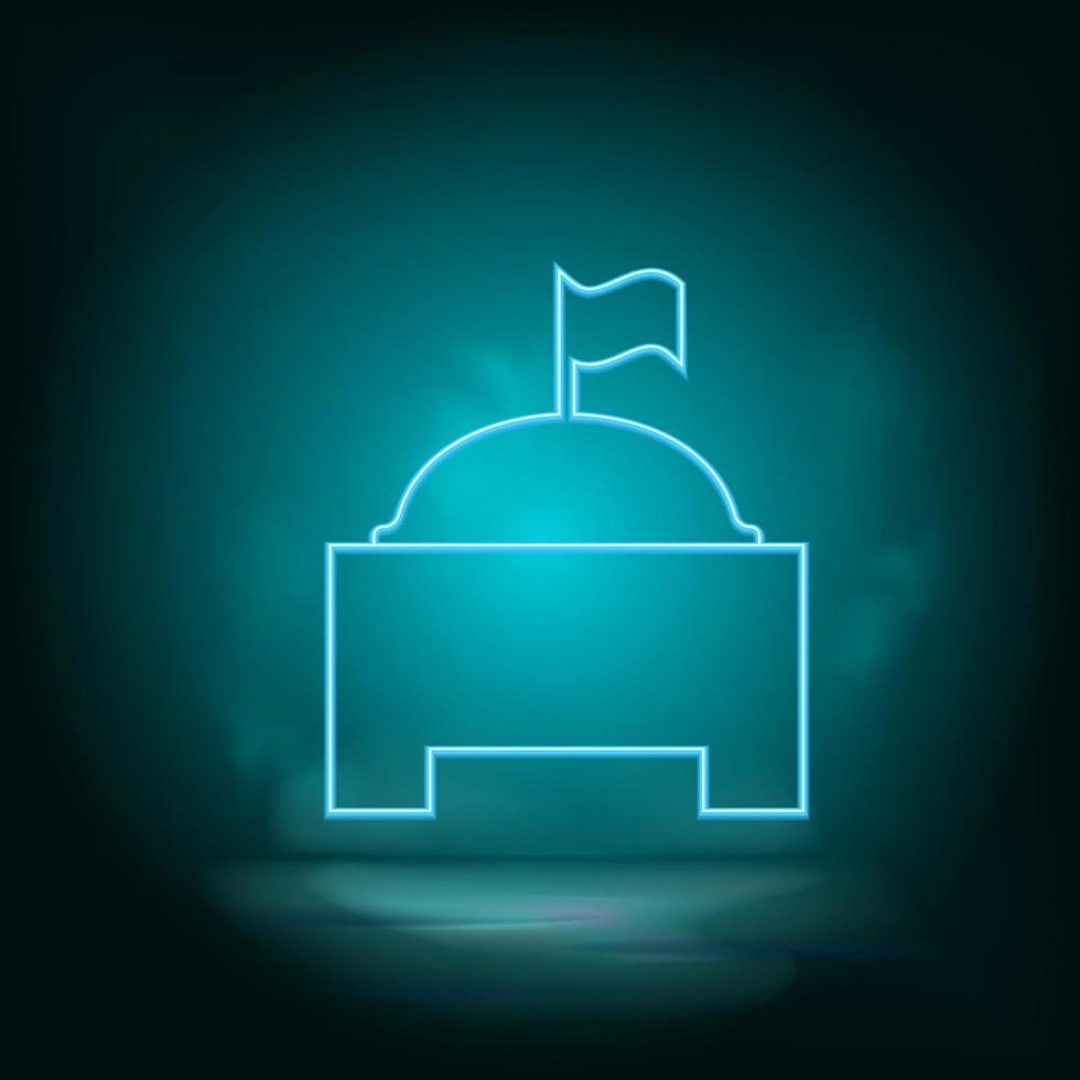 Monumental building blue neon vector icon. Simple element illustration from map and navigation concept. Monumental building blue neon vector icon. Real estate concept vector illustration.