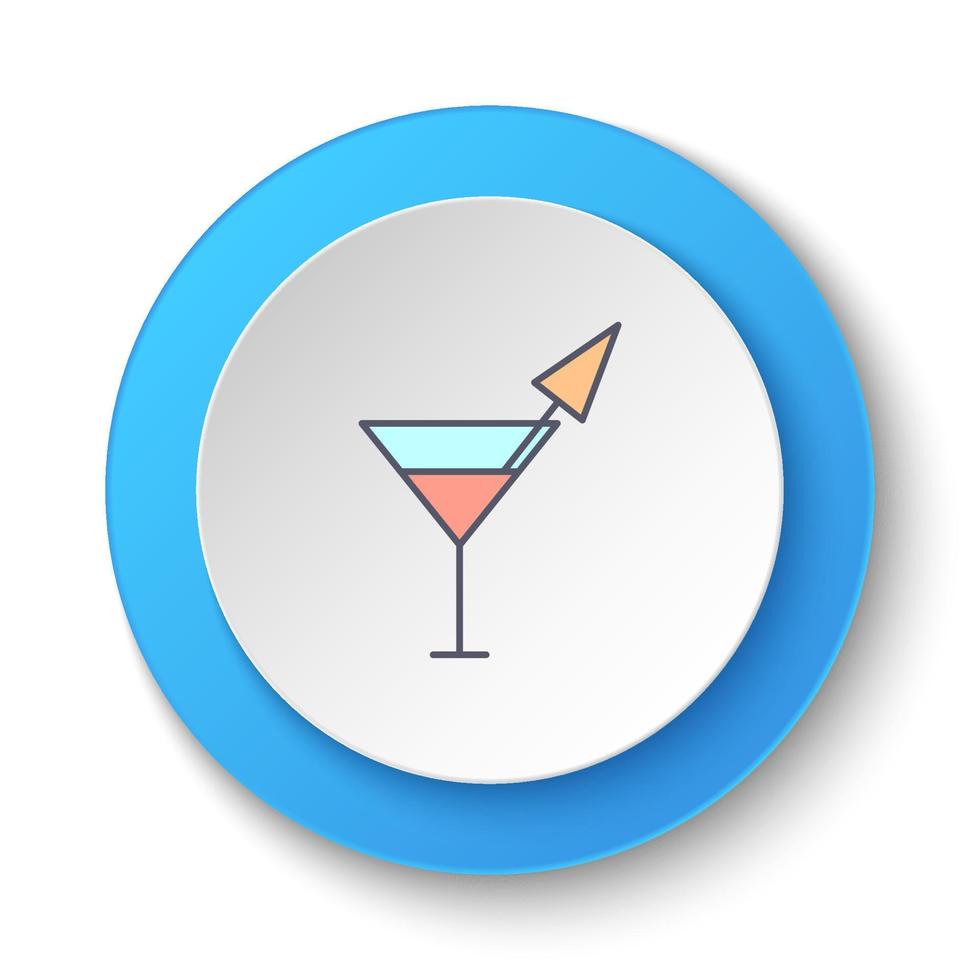 redondo botón para web icono, alcohol, cóctel, beber. botón bandera redondo, Insignia interfaz para solicitud ilustración en blanco antecedentes vector