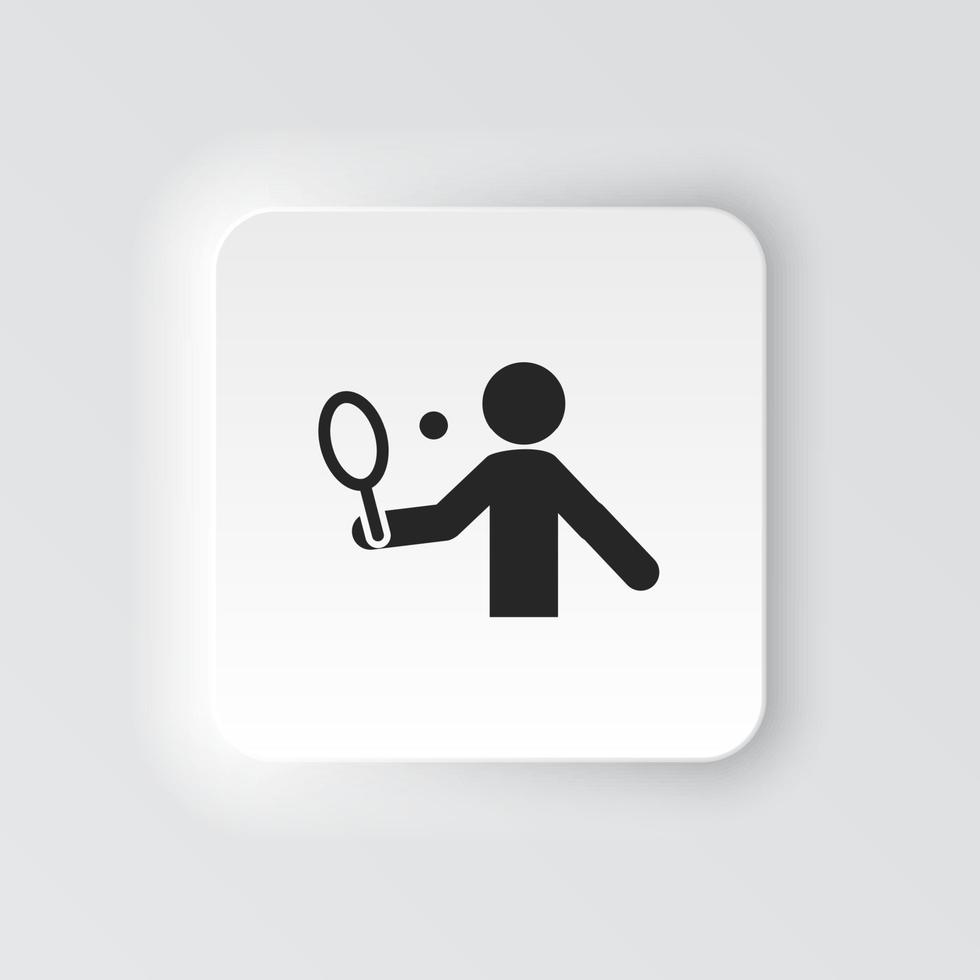 Rectangle button icon Tennis man. Button banner Rectangle badge interface for application illustration on neomorphic style on white background vector