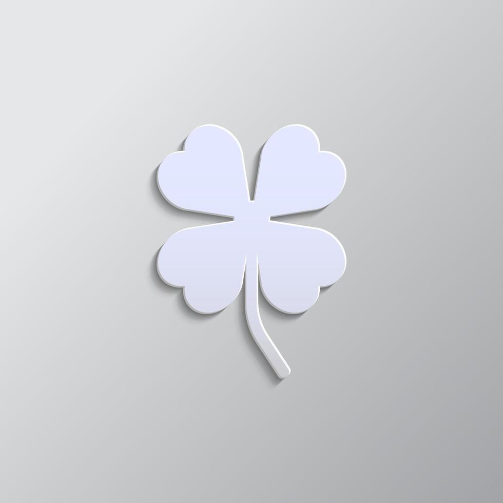 Leaf clover sign icon. Saint patrick symbol. Ecology concept. Flat design style. Vector icon. Paper style vector icon on white background