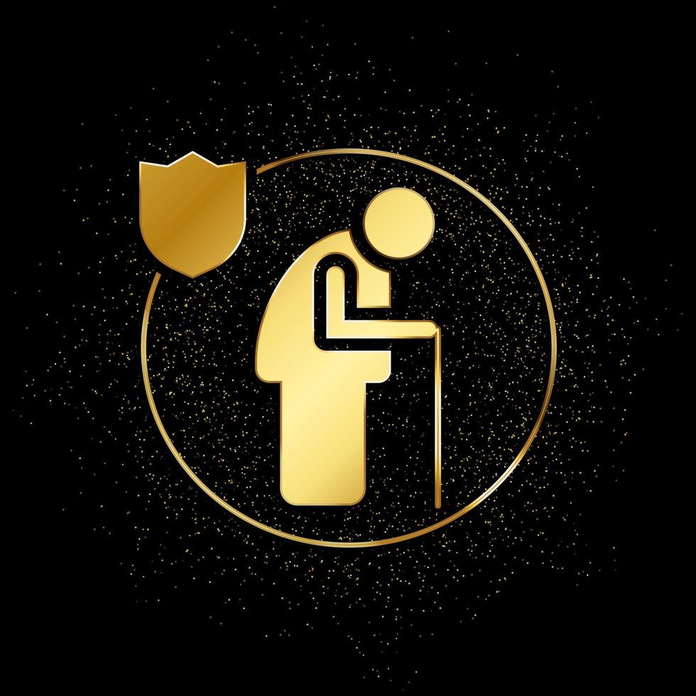 humano, seguro, salud oro icono. vector ilustración de dorado partícula antecedentes. oro vector icono