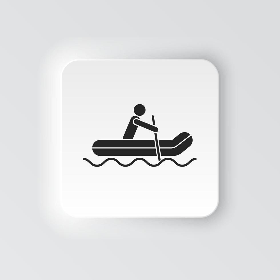 Rectangle button icon Rafting man. Button banner Rectangle badge interface for application illustration on neomorphic style on white background vector