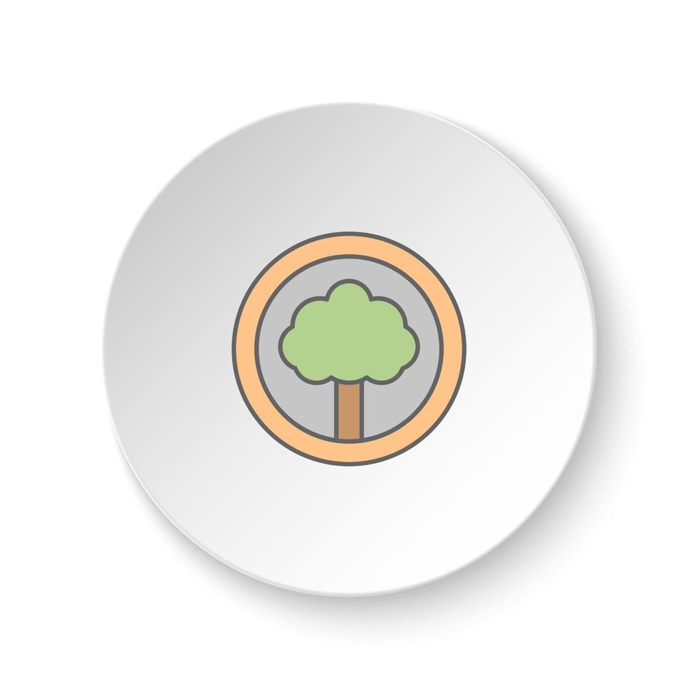Round button for web icon, Tree, old symbol. Button banner round, badge interface for application illustration on white background vector