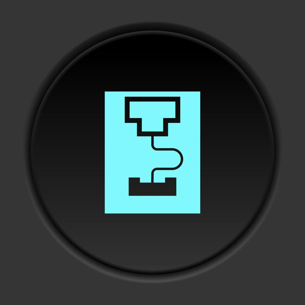 Dark button icon Mass production 3d printer. Button banner round badge interface for application illustration on darken background vector