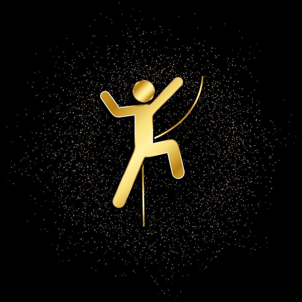 escalada oro, icono. vector ilustración de dorado partícula en oro vector antecedentes