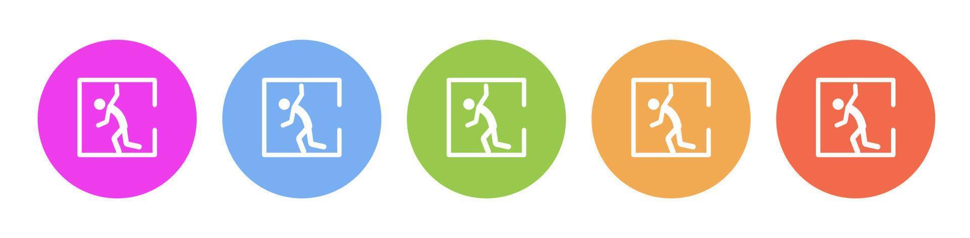 Multi colored flat icons on round backgrounds. claustrophobia, man multicolor circle vector icon on white background