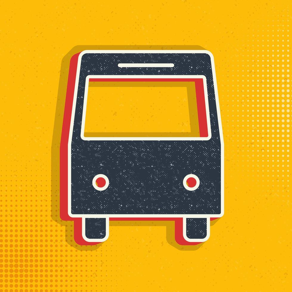 Bus pop art, retro icon. Vector illustration of pop art style on retro background