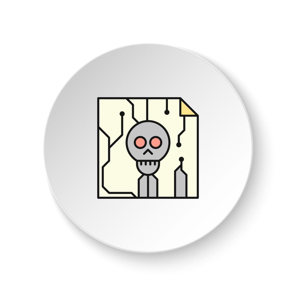 Round button for web icon, content, digital, dead document. Button banner round, badge interface for application illustration on white background vector