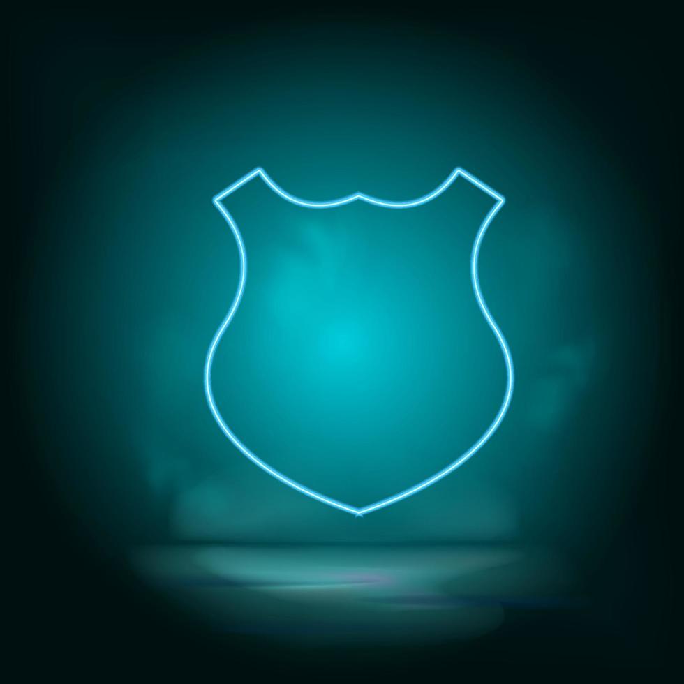 Shield shape blue neon vector icon. Simple element illustration from map and navigation concept. Shield shape blue neon vector icon. Real estate concept vector illustration. on white background