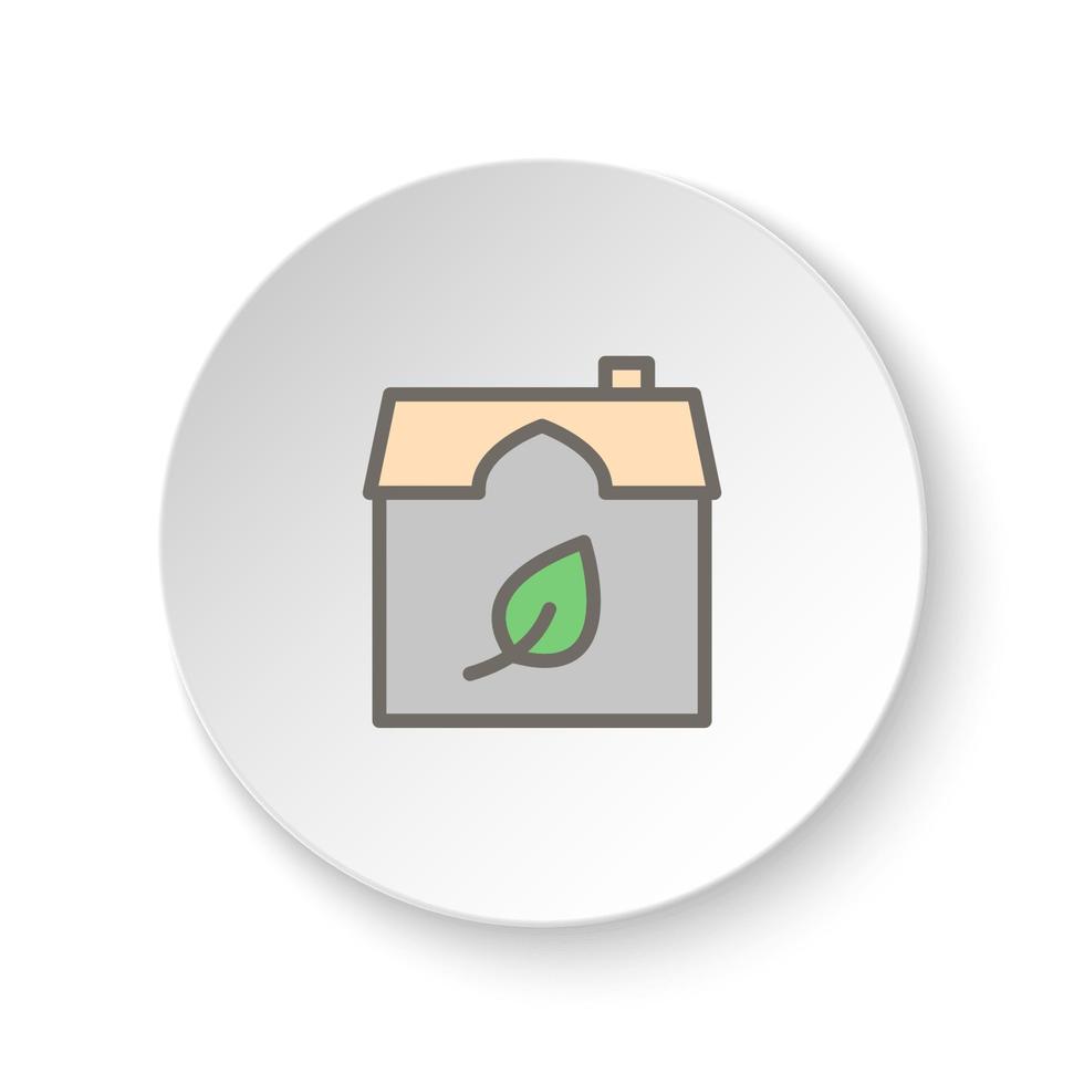 Round button for web icon, eco, ecology, house. Button banner round, badge interface for application illustration on white background vector