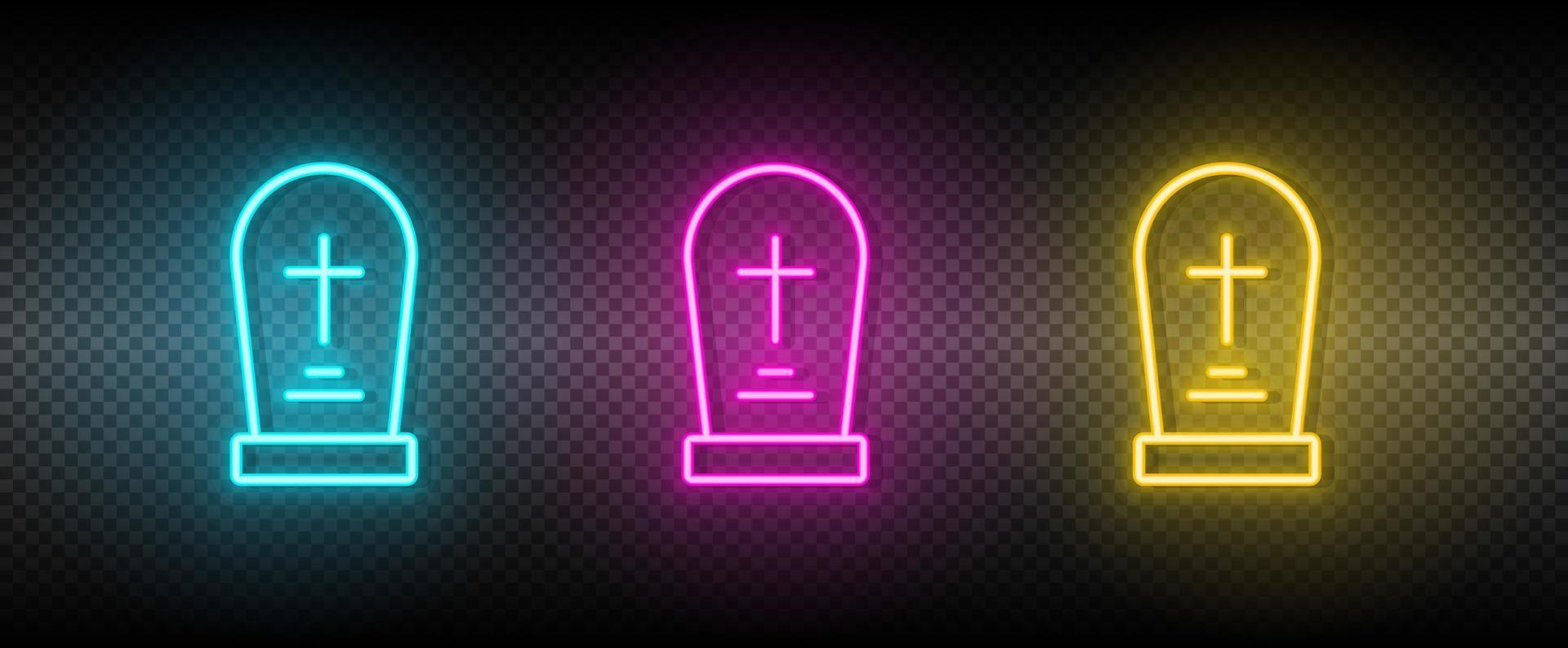 Grave symbol neon vector icon