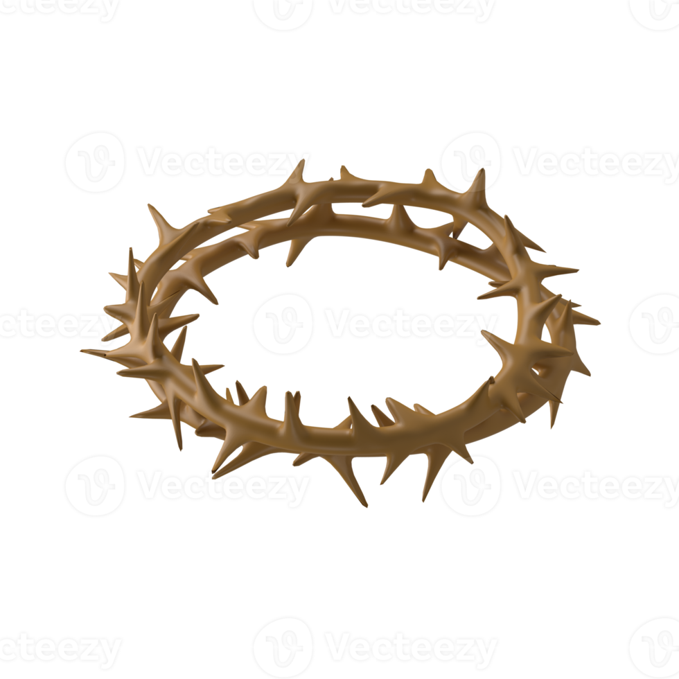 Crown of thorns of Jesus Christ. Religion Easter symbol salvation. 3d icon graphic drawing isolated transparent png background