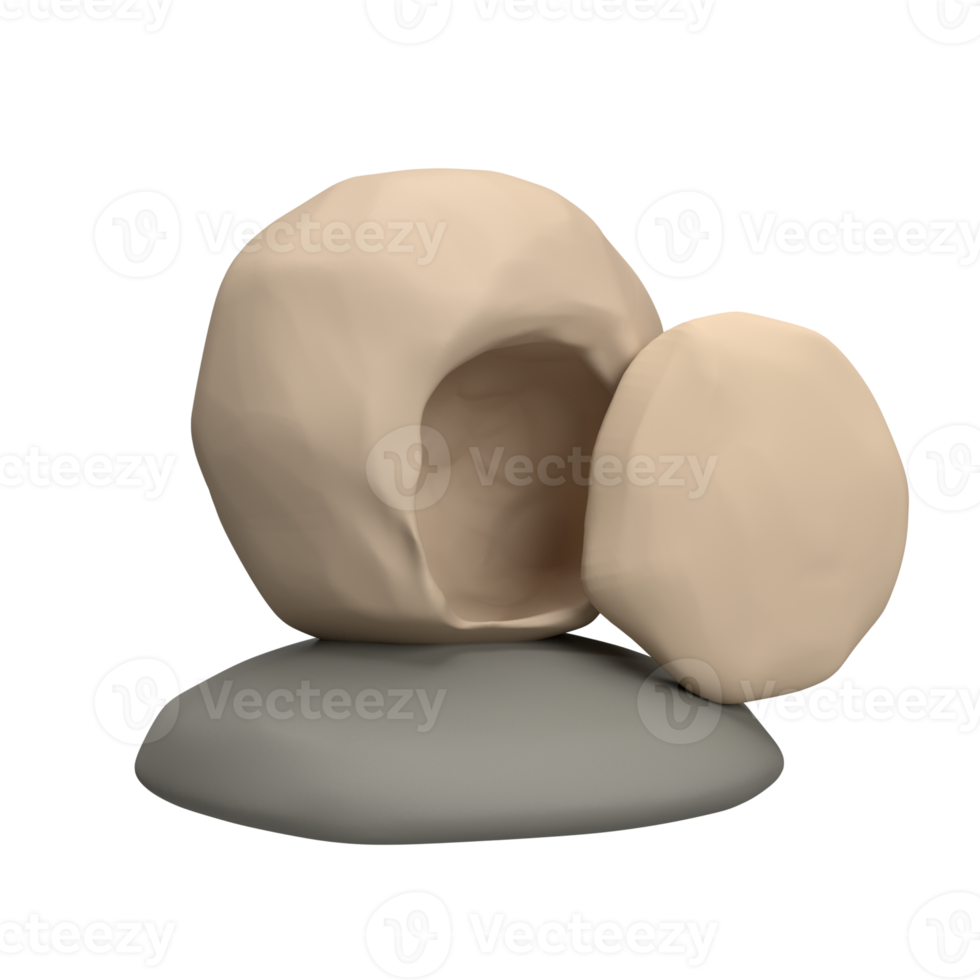 He is risen. Easter resurrection 3d icon illustration. Cave with large stone at entrance. Empty tomb of Jesus. Scripture. isolated transparent png background