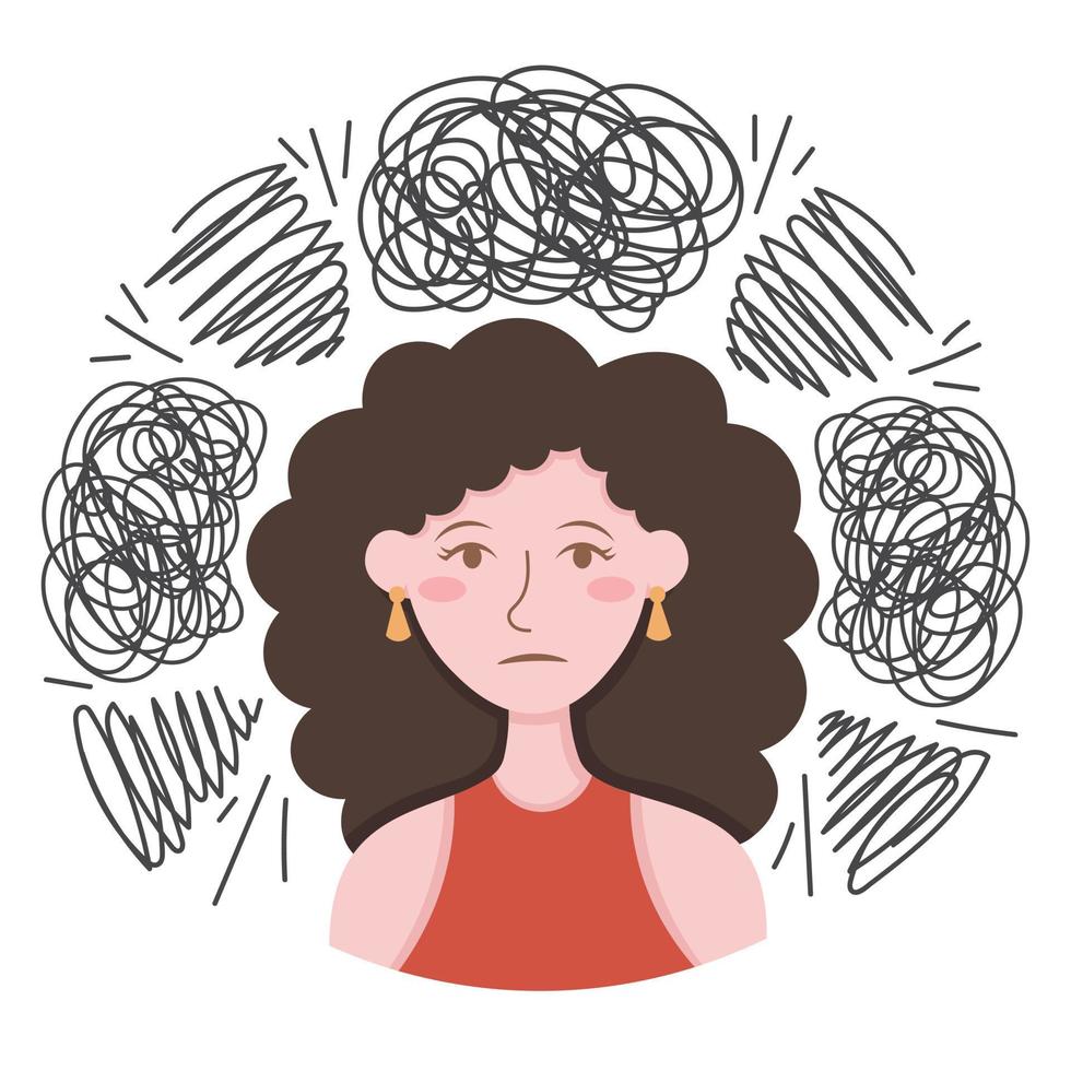 Doodle Flat Clipart. Illustration about mental health. All Objects Are Repainted. vector
