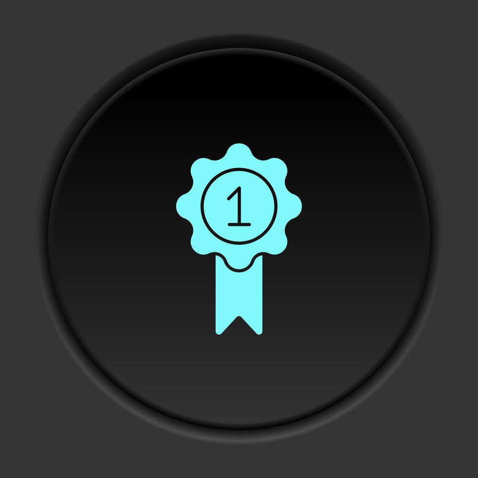 Round button icon, award, reward, medal. Button banner round, badge interface for application illustration on dark background vector