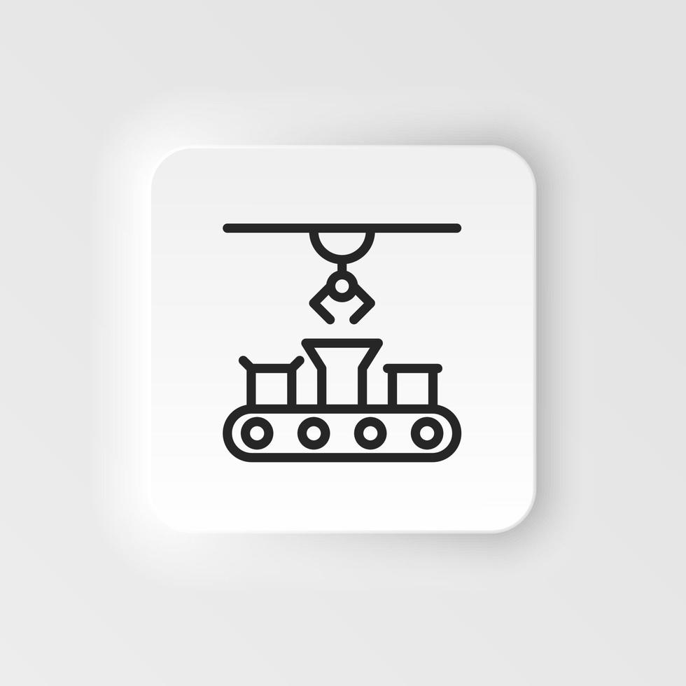 Hydraulic arm, industrial arm icon - Vector neumorphic style vector icon