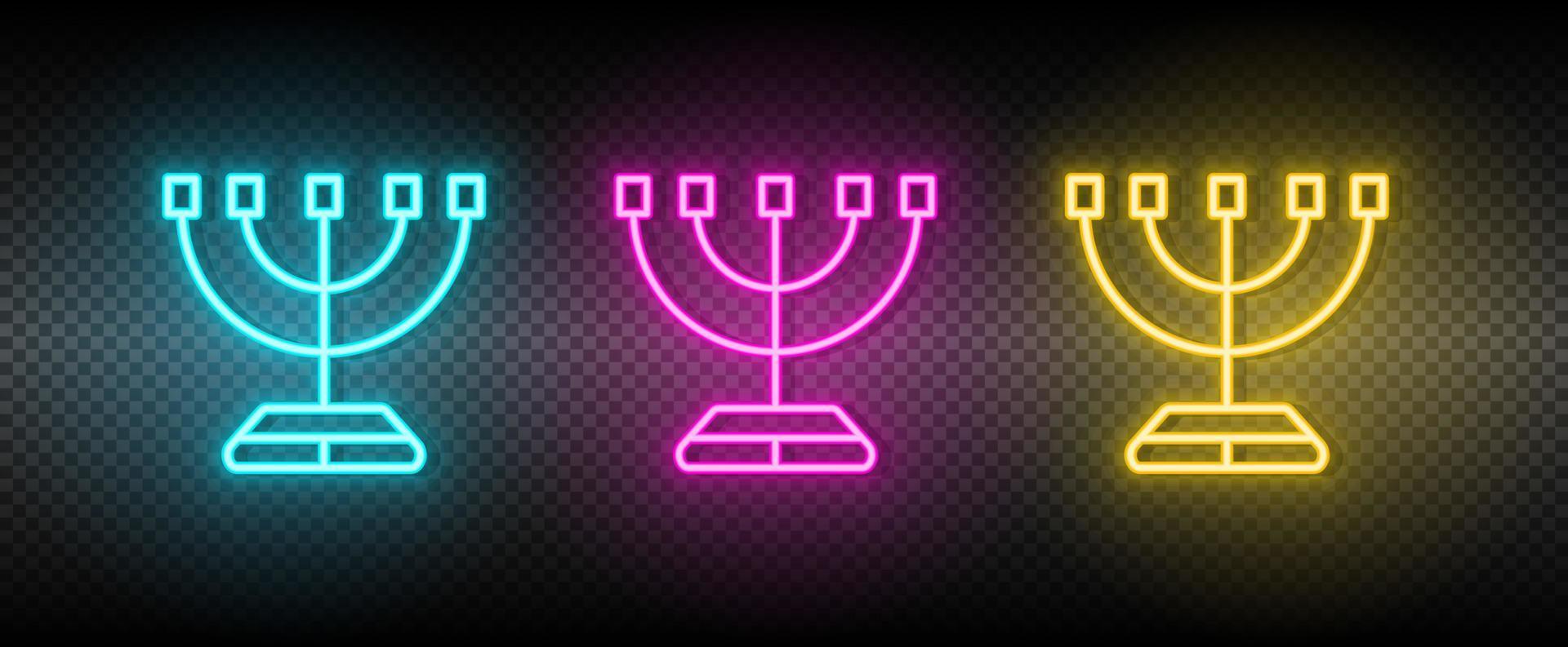 Menorah symbol neon vector icon