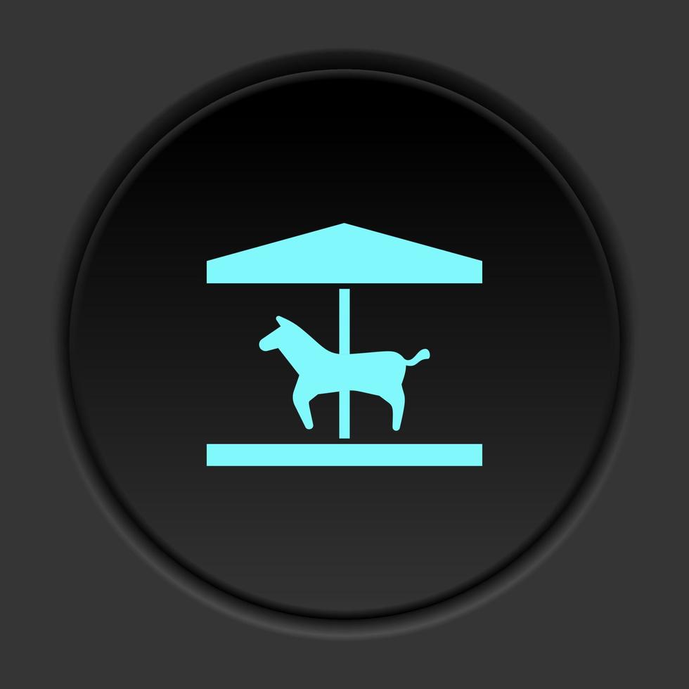 Round button icon Horse carousel. Button banner round badge interface for application illustration on dark background vector