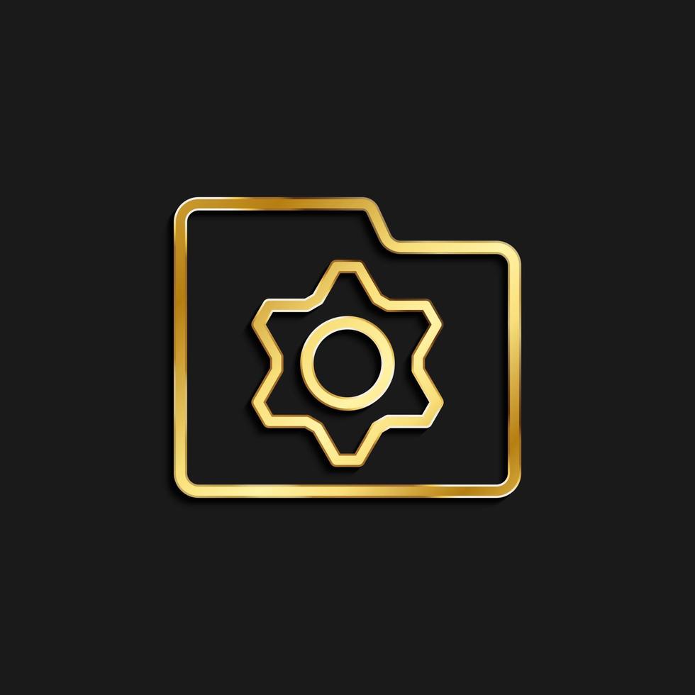 folder, option gold icon. Vector illustration of golden icon on dark background