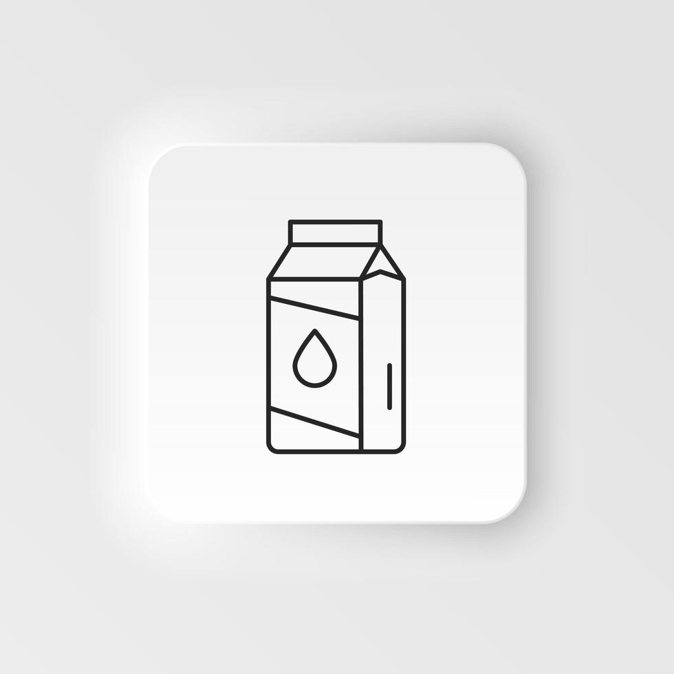 Neumorphic style food and drink vector icon. Dairy vector icon in linear, outline icon isolated on neumorphism white background
