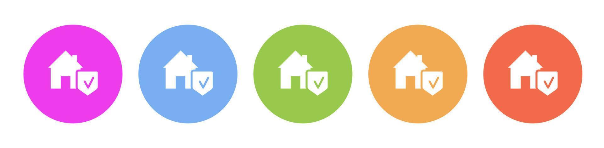 Multi colored flat icons on round backgrounds. Home, house, insurance, protection multicolor circle vector icon on white background