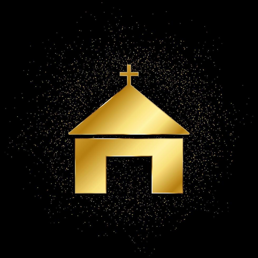 Iglesia oro, icono. vector ilustración de dorado partícula en oro vector antecedentes