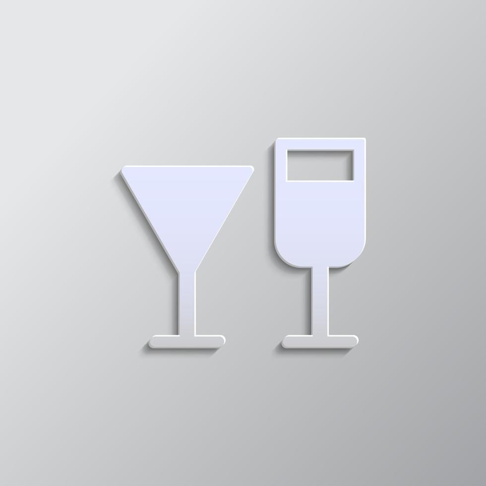 vino lentes papel estilo, icono. gris color vector fondo- papel estilo vector icono.