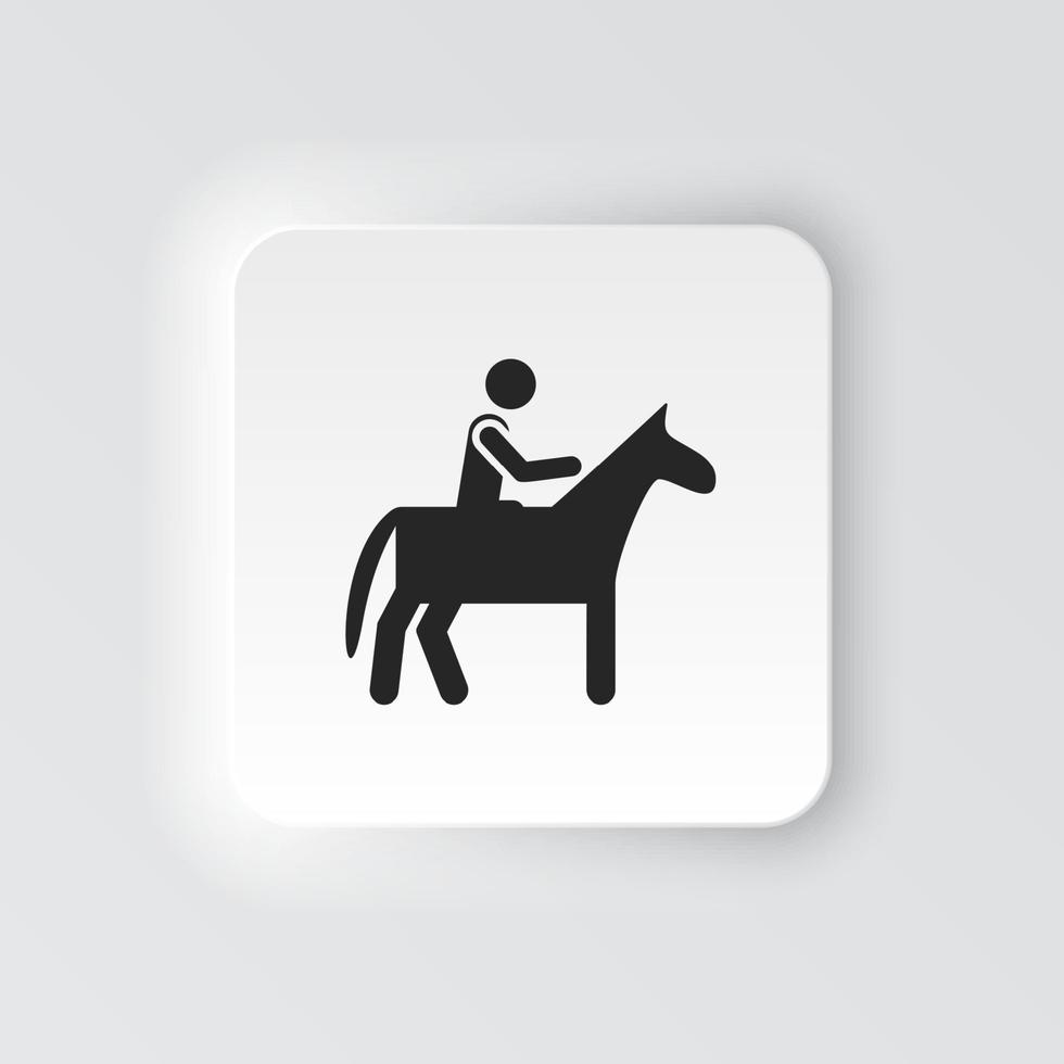 rectángulo botón icono caballo hombre. botón bandera rectángulo Insignia interfaz para solicitud ilustración en neomórfico estilo en blanco antecedentes vector