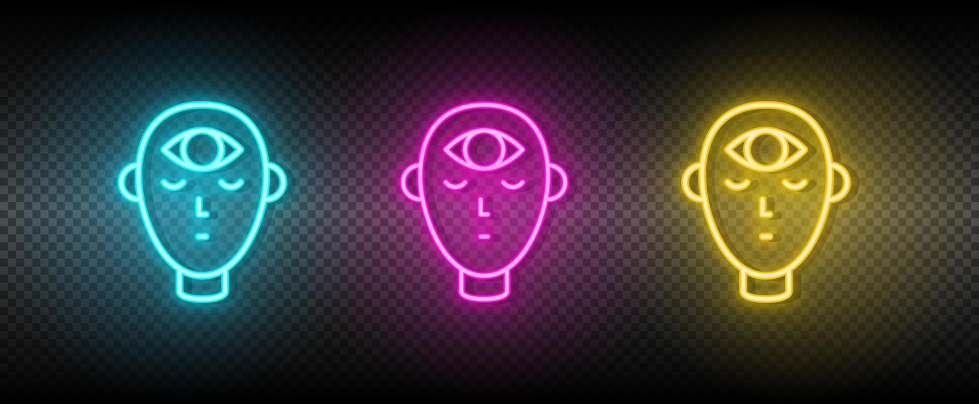 Third eye symbol neon vector icon