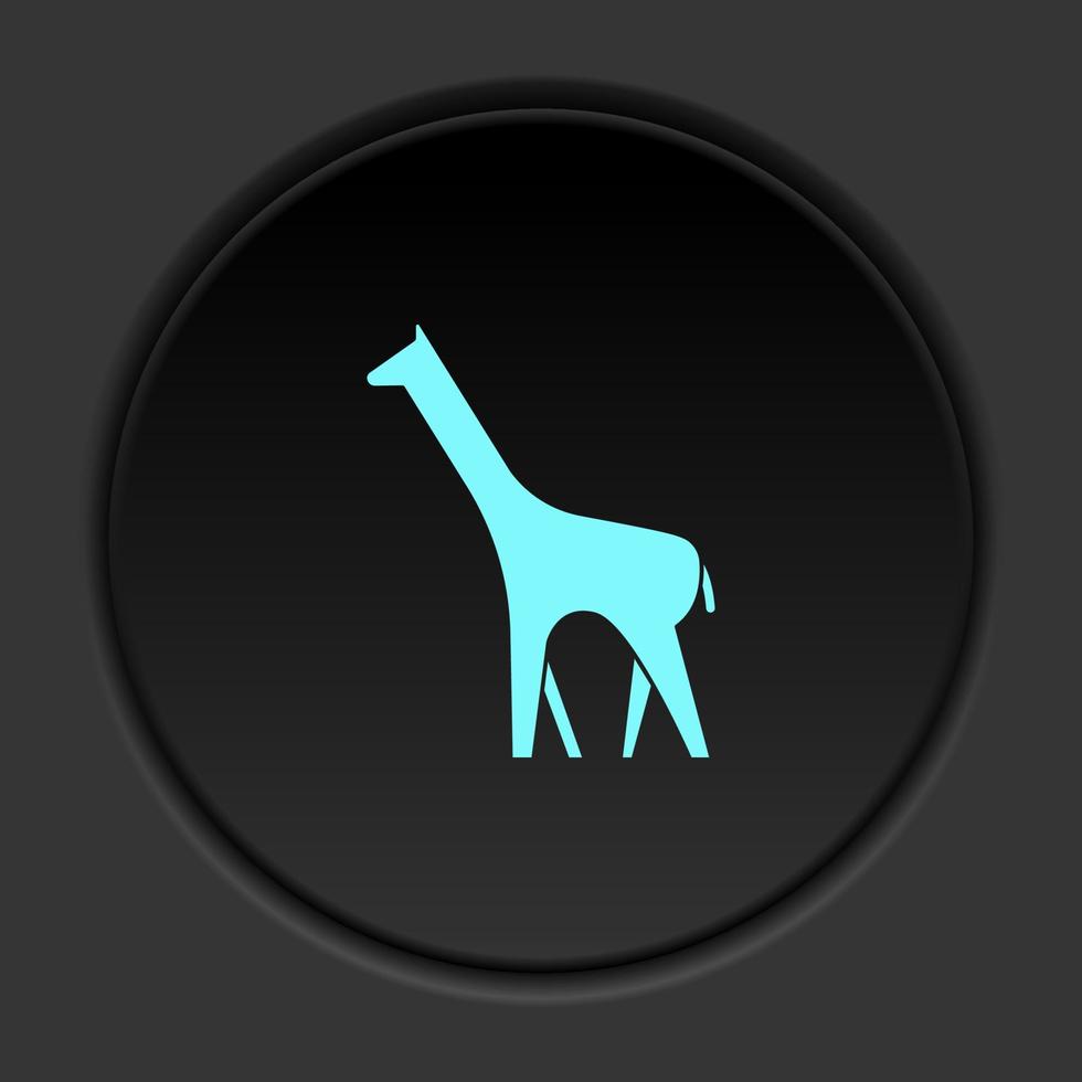 Round button icon Giraffe. Button banner round badge interface for application illustration on dark background vector