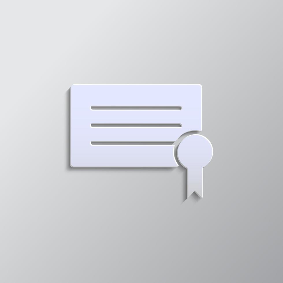 diploma paper style, icon. Grey color vector background- Paper style vector icon.