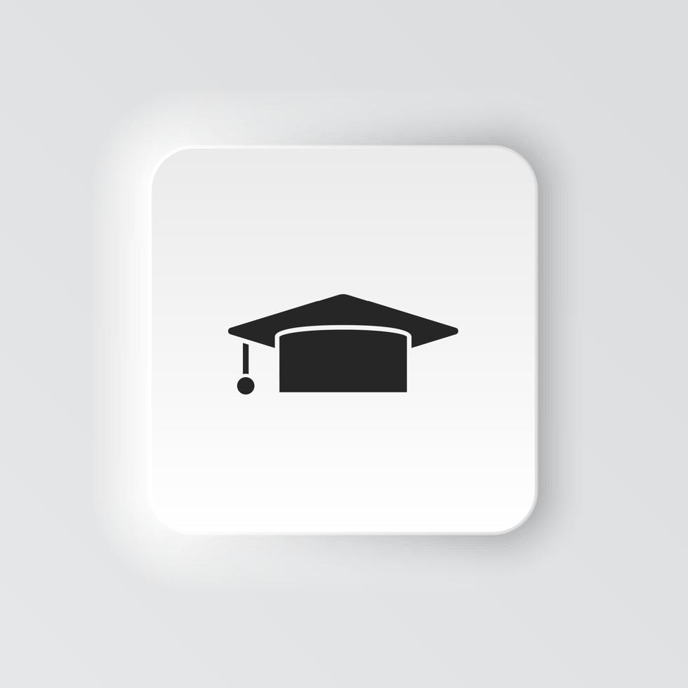Rectangle button icon Graduation cap. Button banner Rectangle badge interface for application illustration on neomorphic style on white background vector