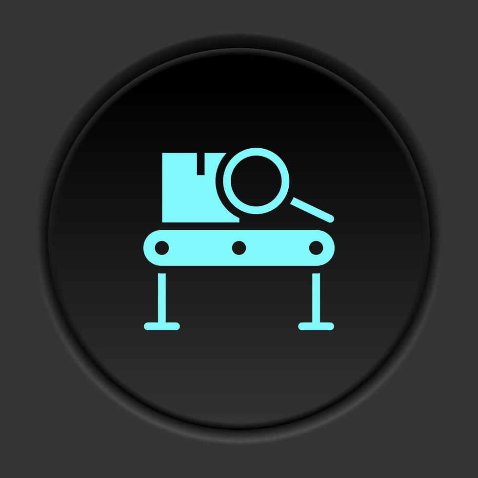 Dark button icon Mass production conveyor. Button banner round badge interface for application illustration on darken background vector