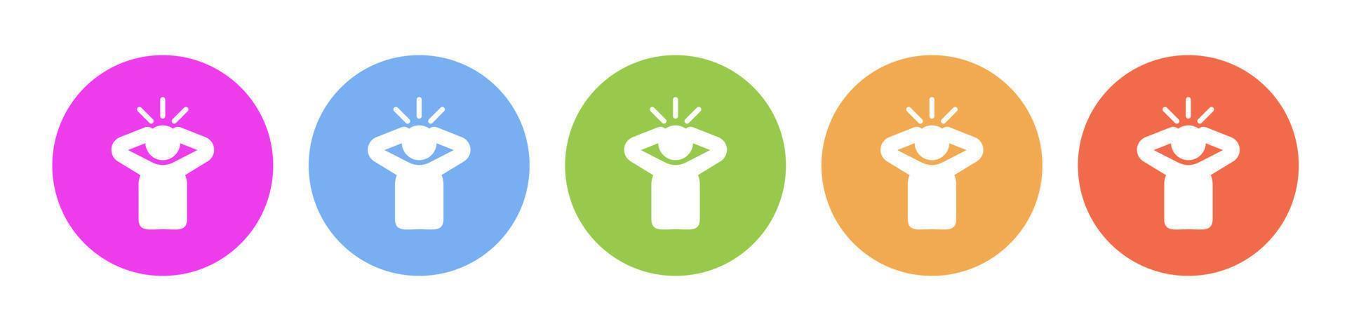Multi colored icon Headache. Button banner round badge interface for application illustration on white background vector