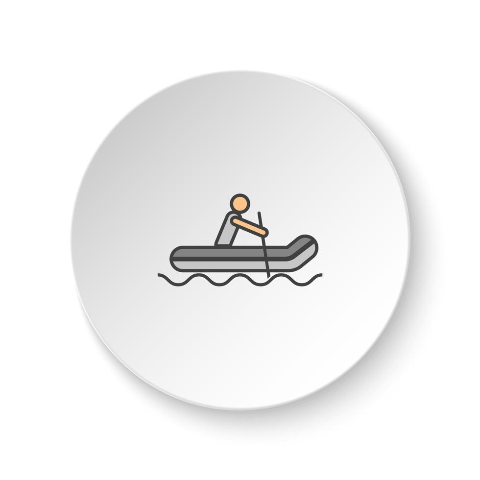 redondo botón para web icono, canotaje, hombre. botón bandera redondo, Insignia interfaz para solicitud ilustración en blanco antecedentes vector