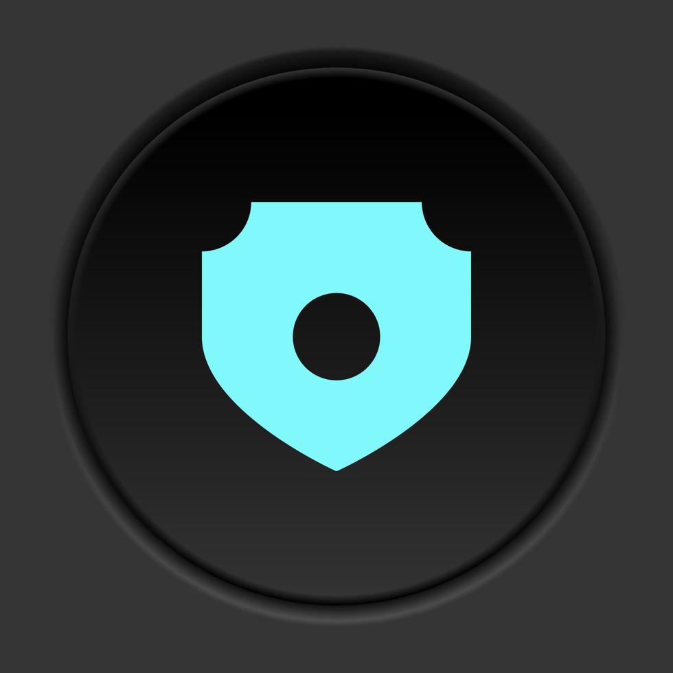 Round button icon, antivirus, security. Button banner round, badge interface for application illustration on dark background vector