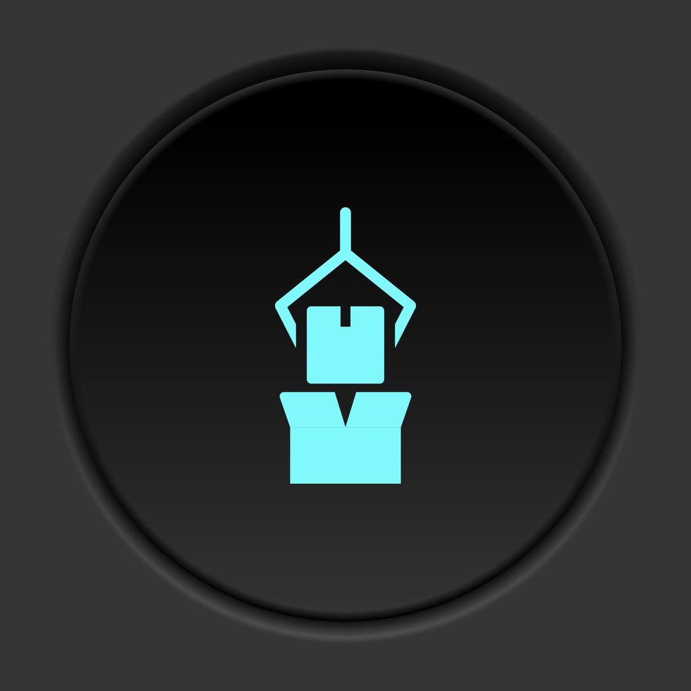 Dark button icon Mass production package. Button banner round badge interface for application illustration on darken background vector