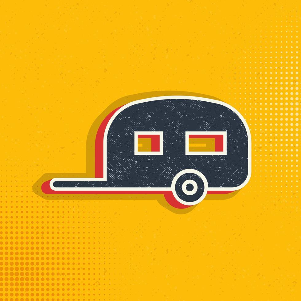 Caravan pop art, retro icon. Vector illustration of pop art style on retro background