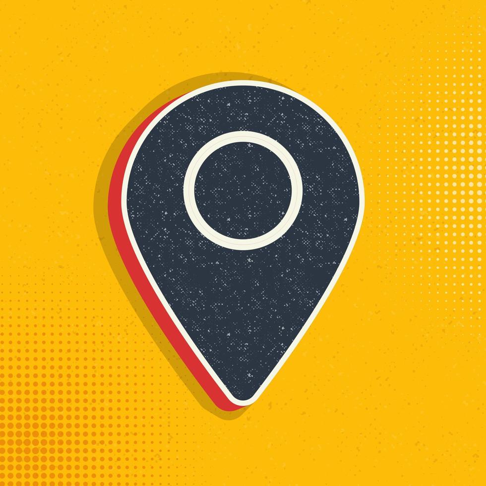 Location, pin pop art, retro icon. Vector illustration of pop art style on retro background