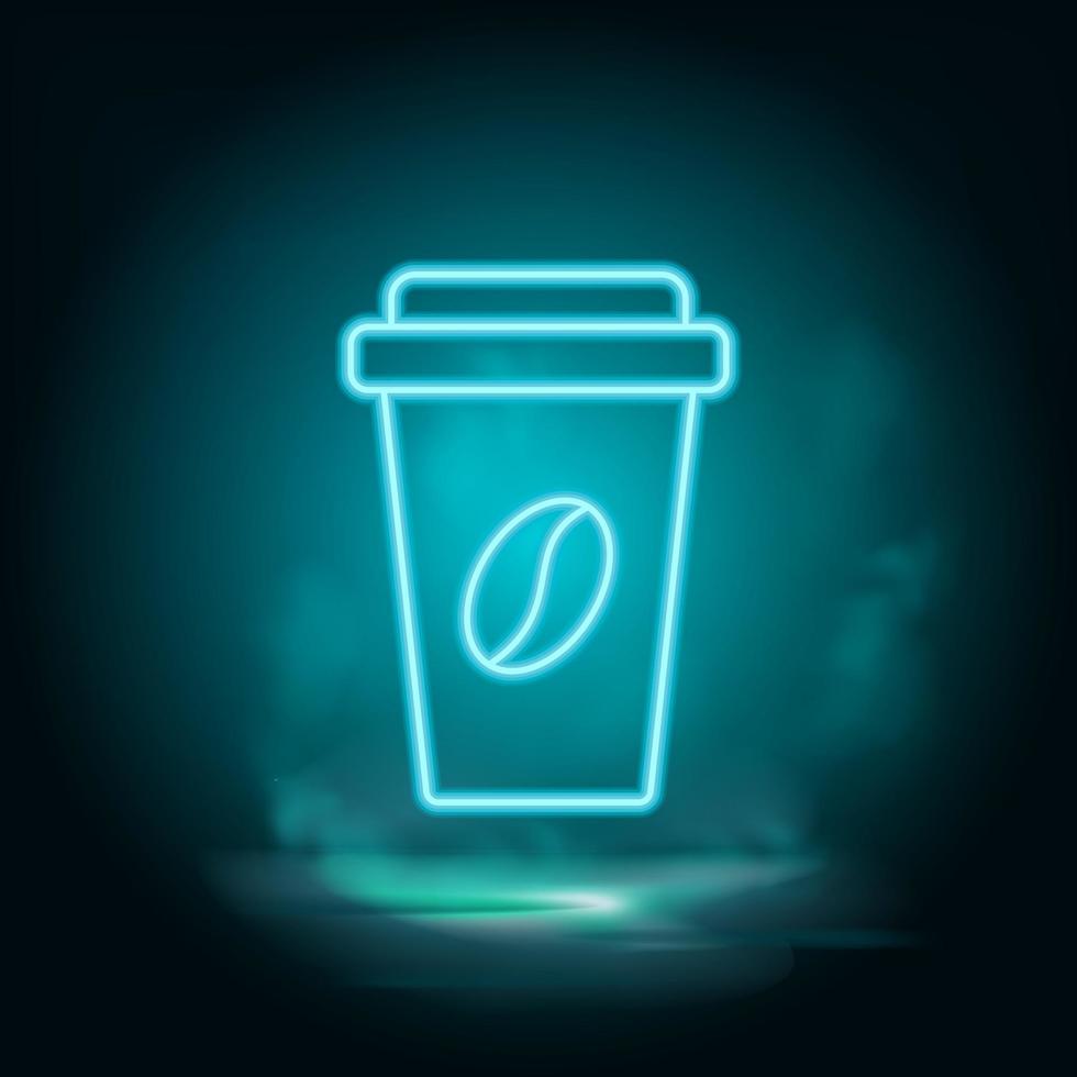 Cold coffee vector neon icon. Food blue neon illustration. Cold coffee vector neon icon on white background